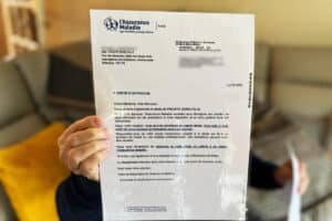 Une personne tenant une lettre de l'Assurance Maladie informant de la perte d'un proche.