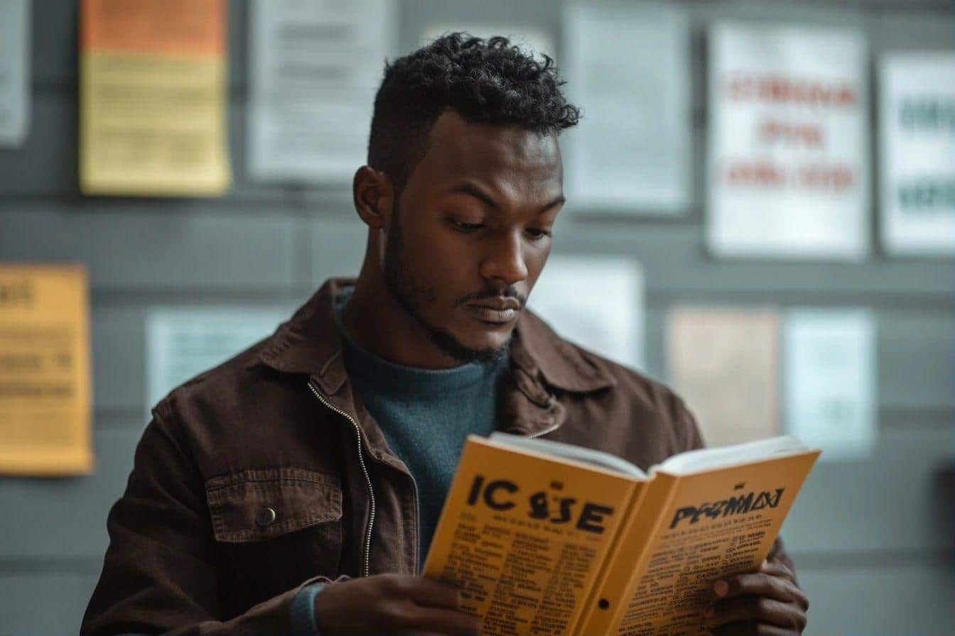 Jeune homme lisant un document jaune dans un environnement professionnel